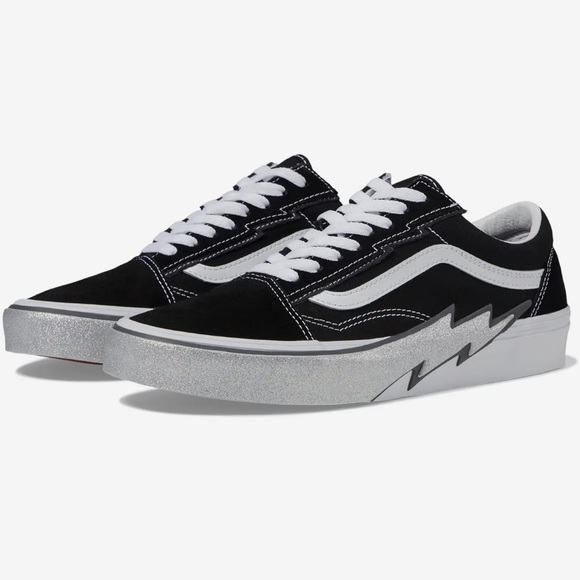 VANS OLD SKOOL 'BOLT BLACK/SILVER GLITTER UNISEX SIDEWALL BLACK' UNISEX MSRP $90 - Picture 15 of 15